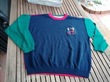 State of Art Golf Vintage Woll Pullover Pulli Sweatshirt blau grün rot M 48/50