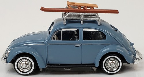 BUSCH HO 1/87 Scale VW Volkswagen Bug Pretzel Window Slate Blue w/Skis & Sled - Picture 4 of 5