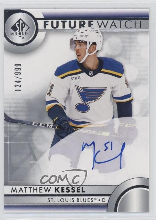 2023-24 SP Authentic Future Watch 124/999 Matthew Kessel #130 Rookie Auto RC