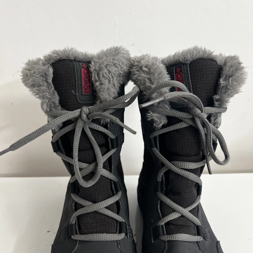 Botas de inverno Columbia Youth Girls Ice Maiden Lace II tamanho 3 preto rosa pele sintética - Imagem 2 de 4