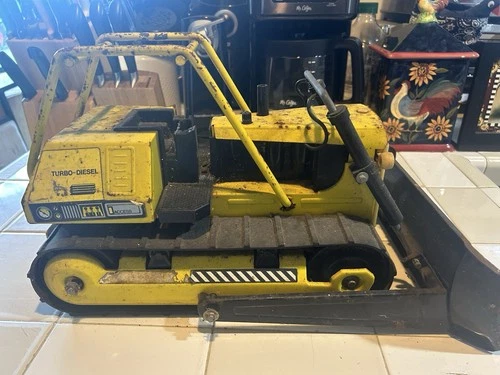 Tonka Yellow Black Pressed Steel Dozer Vintage Diecast Construction Vehicle