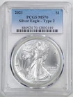 2021 Type 2 1oz Silver American Eagle MS70 PCGS 42802449