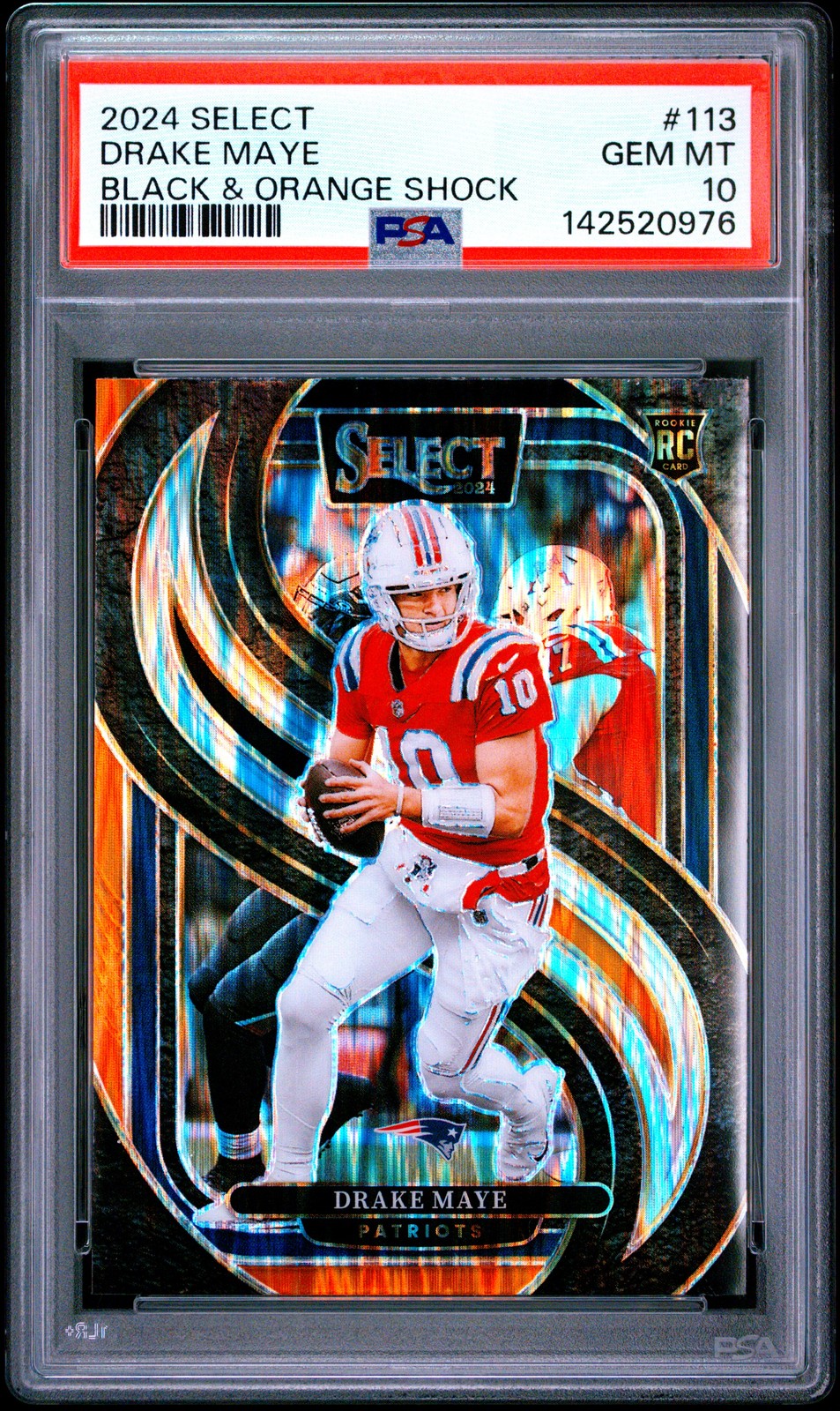 2024 PANINI SELECT BLACK & ORANGE SHOCK #113 DRAKE MAYE PSA 10