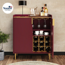 Gabinete de Cafetera con Estantes para Vino, Gabinete de Licor Rojo con Textura Acanalada, Modo