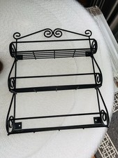3 Tier Spice Rack Organizer Black Wire Shelf Wall-Mount HEAVY DUTY 15X12X 2.75