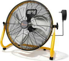 16" High Velocity Floor Fan for Dewalt 20V Max Battery, Heavy Duty Metal Cordles