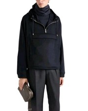 100% Auth Grail Prada Navy Thick Cashmere Anorak Hoodie (XS but fits M) RRP£4900
