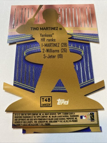 1999 Topps Stadium Club Triumvirate Luminescent Tino Martinez #T4B Baseball Card - Picture 2 of 2