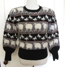 VINTAGE 80S MOUSSIE SUSAN BRISTOL SHEEP SWEATER WOOL ANGORA 34 SMALL