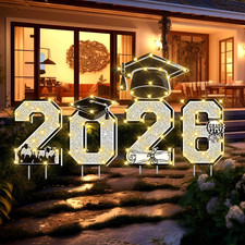 5 Pcs Graduation Yard Sign Decorations 2026 with LED String Light, Class of 2026