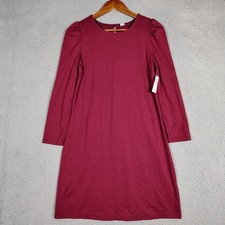 Old Navy Shift Dress Women's Small Crimson Cranberry Ponte-Knit Long Sleeve NWT