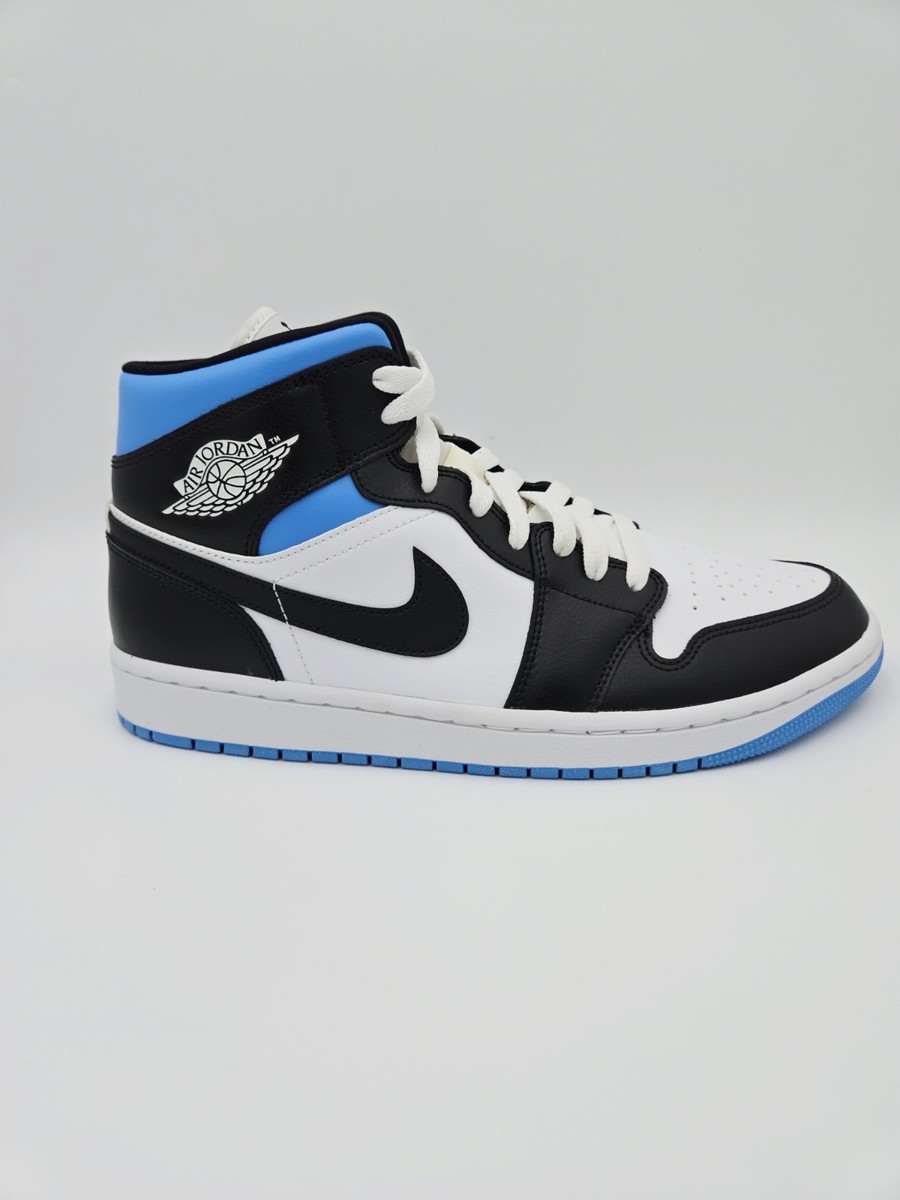 Air Jordan 1 Mid Black/White University Blue BQ6472 102 Women's