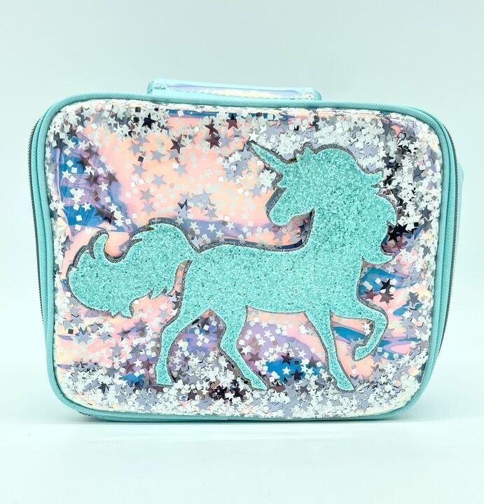 Justice Unicorn Lunch Tote Bag for Girls Insulated Reusable Glitter Lunch Box