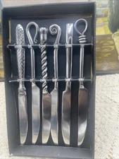 6 new in box steak knives Jean Dubost Arts de la Table Artistic designer 9"