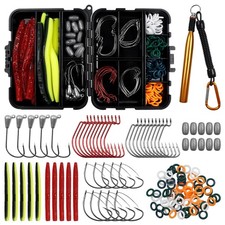 Wacky Rig Kit for Bass Fishing,136pcs Fishing Box Including Jig Head,Weedless...