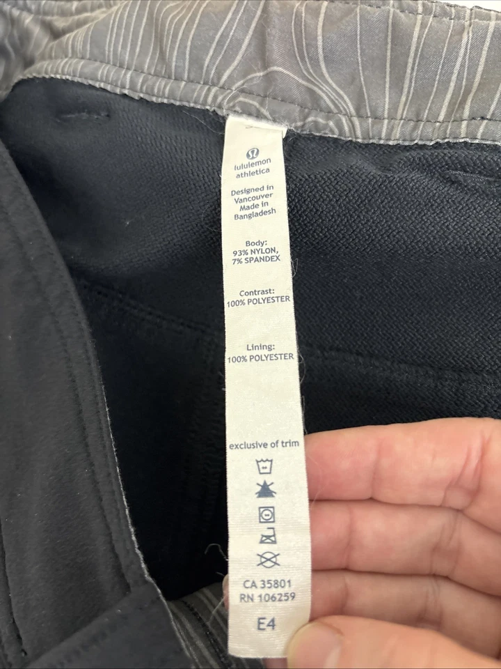 Pantalones de rendimiento Lululemon Tech para hombre talla 38x30 negros rectos elásticos Foto 4 de 4