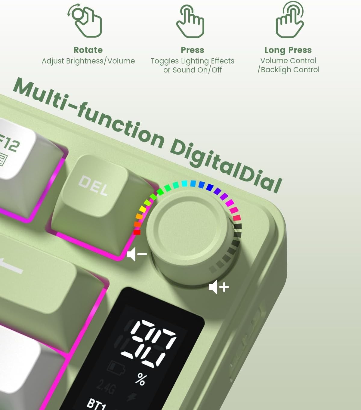 Womier DK75 75% Wireless Gaming Keyboard, RGB Backlit Creamy Keyboard Green 