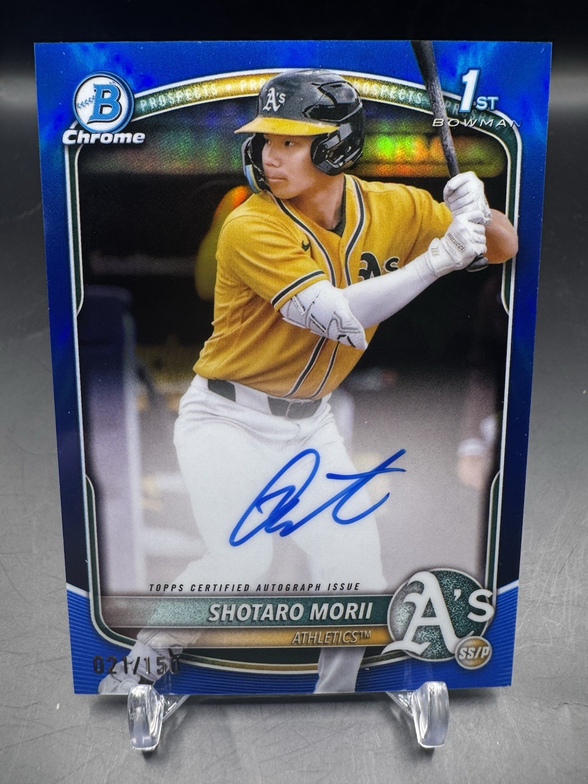2025 1st Bowman Chrome Auto #CPA-SM Shotaro Morii True Blue Refractor 021/150