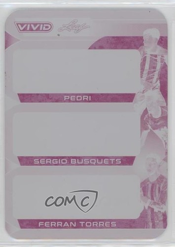 Pedri , Sergio Busquets , Ferran Torres #TA-3 2022 Leaf Vivid Triple Autographs card