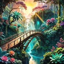 Landscape Bridge Forest Diamond Painting Kits for Adults, 5D Diamond Art Kits fo