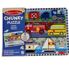 Melissa  Doug Chunky Puzzle Vehicles 9 Pieces Wooden Peg Puzzle for Kids