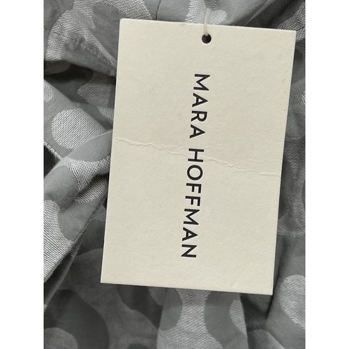 NUEVO CON ETIQUETAS Mara Hoffman Kayleen Falda Bolsa de Papel Estampado Abstracto Jacquard Gris Blanco L - Imagen 10 de 12