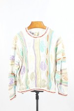 Vintage 90's COOGI White Pastel Easter Egg Cotton Knit Sweater, Size S