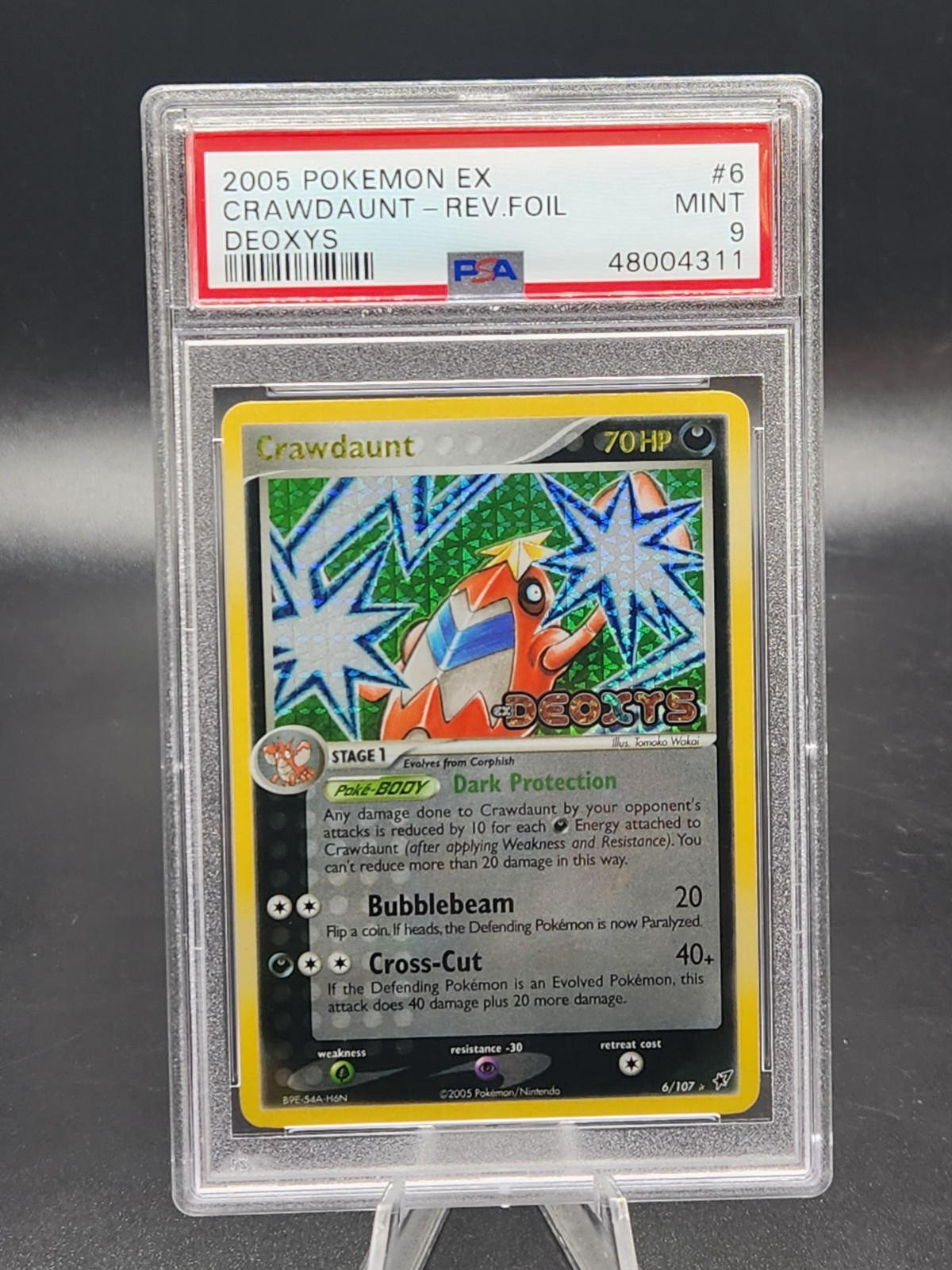 PSA 9 Mint Pokemon 2005 Ex Deoxys Crawdaunt Reverse Holo Foil Rare #6