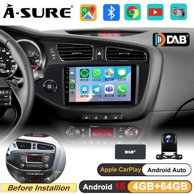 DAB+ 4+64GB Android 15 Autoradio Carplay GPS Navi +Kam Für KIA CeeD JD 2012-2017