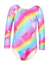 Girls Gymnastics Leotards -Long Sleeve Leotards For Girls 3-4T Rainbow Unicorn
