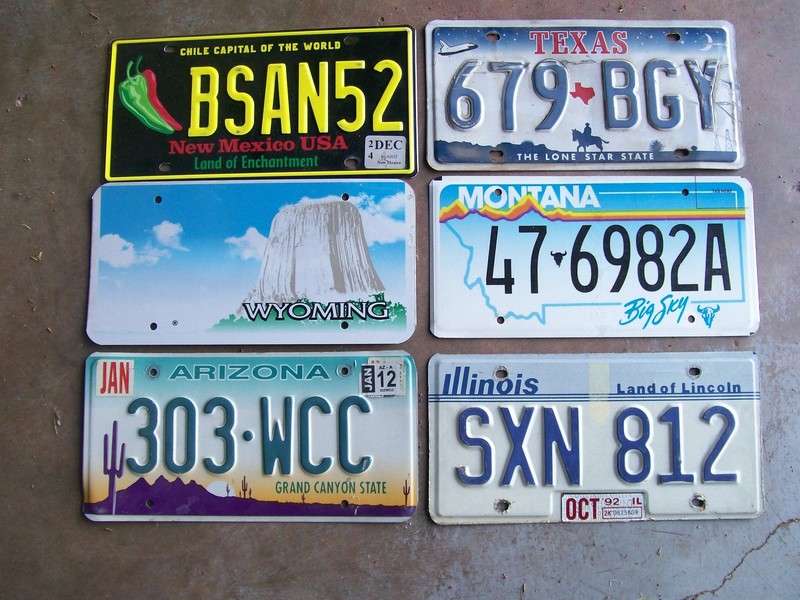 LICENSE PLATE 6 NE MEXICO WY AZ TX MT IL GOOD CONDITION COLOR EXPIRED3YEARS