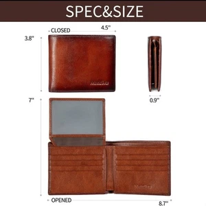 Mandiva Wallet for Men-Genuine Leather RFID Blocking Bifold Stylish Wallet Wi...