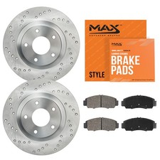 Front Drilled Brake Rotors + Pads for 2017 2018 2019 2020-2023 Audi A4 A5 Q5