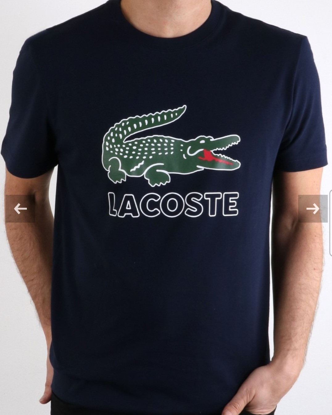 Men's Signature Print Cotton T-ShirtMen - Blue - Lacoste - T-Shirts