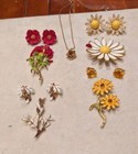Vintage lot Hand Painted flower brooch/earrings  Weiss Rafaelian new listing — photo 1