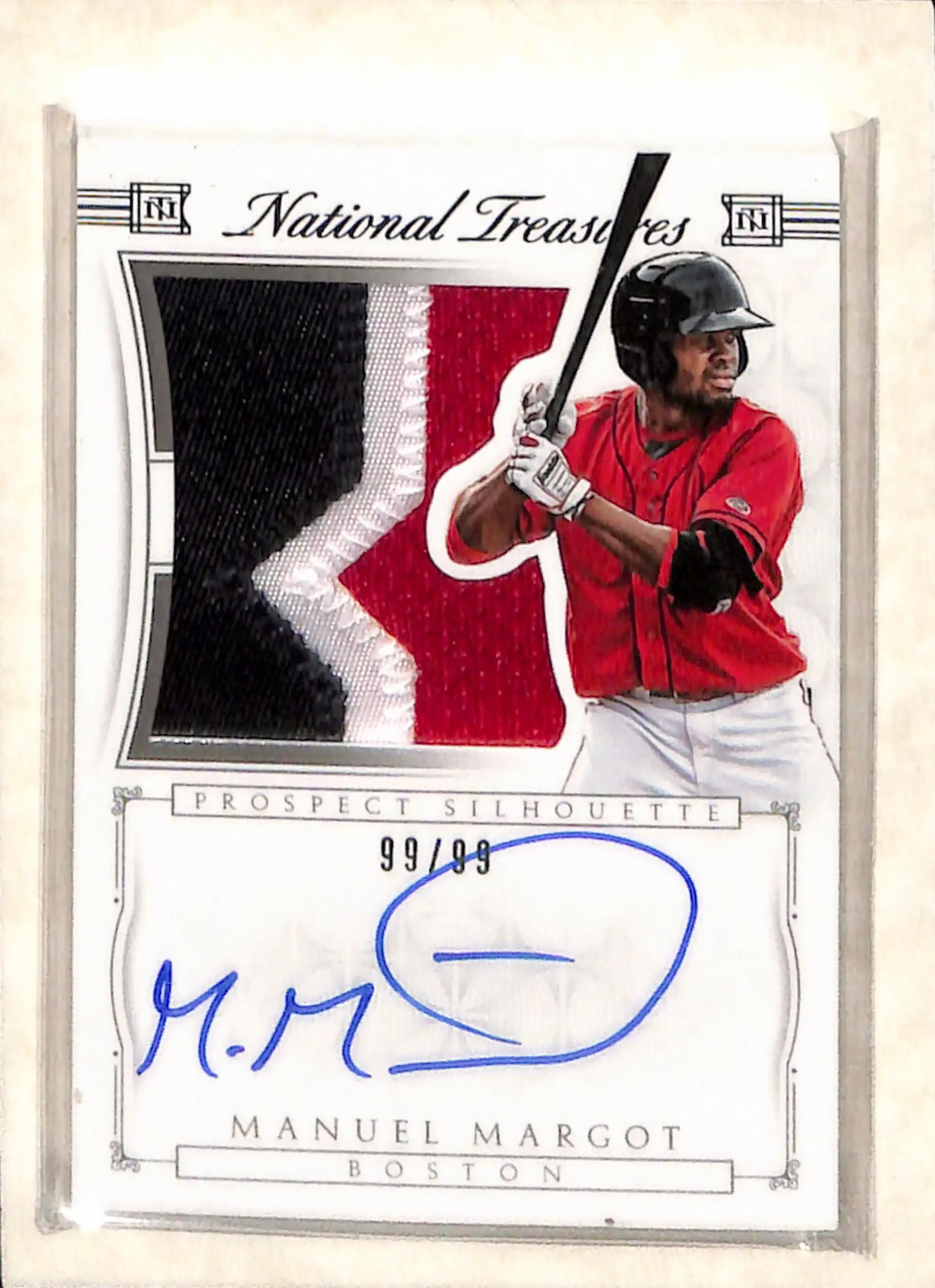 2015 Panini National Treasures #14 Manuel Margot AUTO Jersey Patch /99 NM view 1