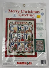 Dimensions Merry Christmas Greeting Count Cross Stitch Kit 8439 VTG Susan Winget