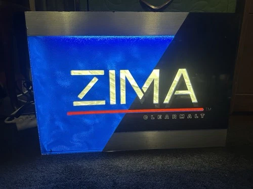 Vintage Zima Clearmalt 1993 Light Up Bar Beer Sign Bar Sign Works Great 20”x14”
