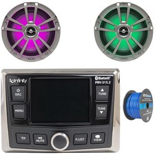 Infinity PRV-315.2 UAB Receiver, 2x 6.5" 225W RGB LED Titanium Speakers, Wire