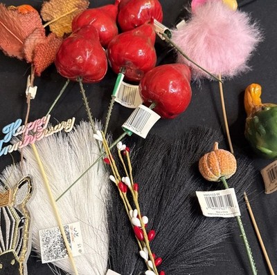 Lot Craft Floral Picks Halloween Fall Fruit Feathers Pumpkin Décor Mixed