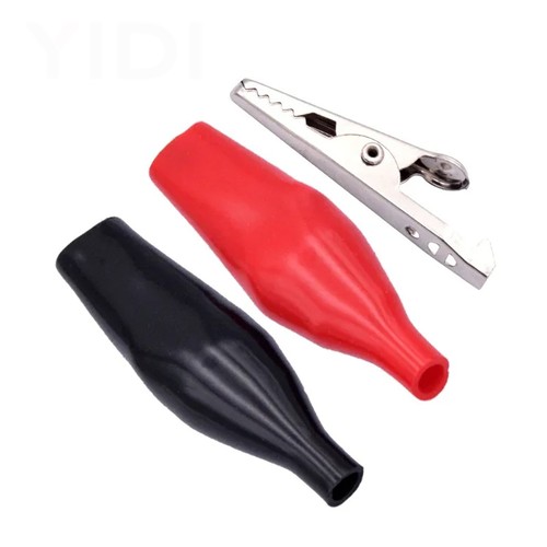 Black Red Soft Plastic Coated Testing Probe Aligator Clips Crocodile P2001 - Picture 7 of 8