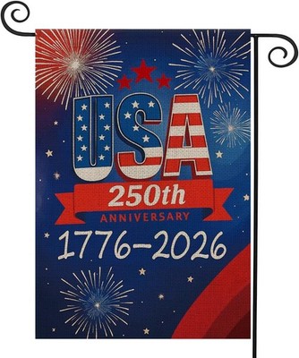 250 Anniversary Usa Garden Flags for Outside, 250 USA 12''x18'', C