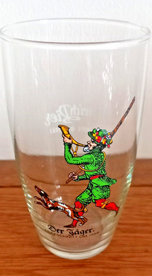Sammlerstück Bierglas 0,2 Der Jäger Holzschnitt 1568 Heurich Bier