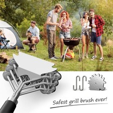Stainless Steel BBQ Grill Brush  Scraper, Bristle-Free  Universal 3D Scraper