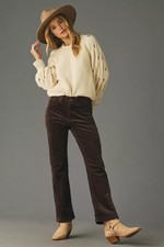 Anthropologie Pilcro The Yaya Mid Rise Corduroy Crop Flare Brown Pants NWT 27