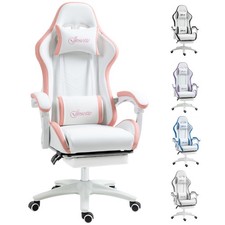 Vinsetto Racing Style Gaming Chair with Reclining Function, White and Pink