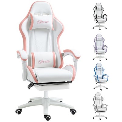 Vinsetto Racing Style Gaming Stuhl mit Liegefunktion, weiß und pink