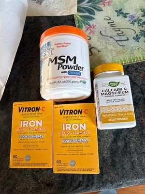 BRAND NEW  2 Vitron-C Iron Supplement Tablets 60 ct+ Calcium Mag+ MSM POWDER