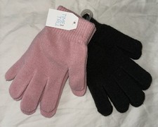 2 Pairs Kids Winter Gloves Black and Light Pink One Size