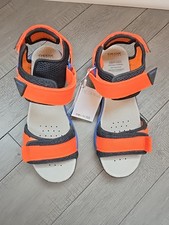 NEW - Geox Boys Vaniett Sport Sandals Hook Loop Orange Size US 5/EUR 37/UK4